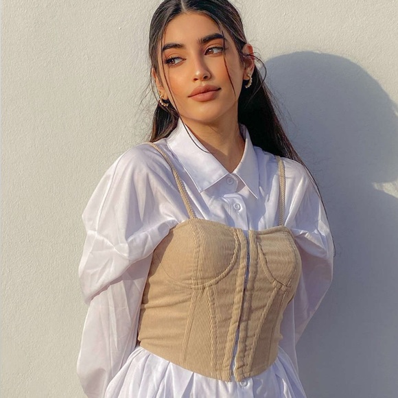 Cider Tops - Cider Solid Corduroy Corset Top Tan Size Small *NWOT*